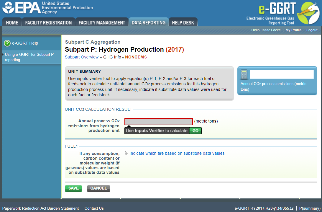 Image showing the "Use Inputs Verifier to calculate" location